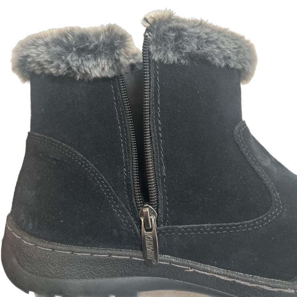Khombu Women's Faux Fur Trimmed Black Suede Ankle Boots - Size 8.5 - Picture 11 of 12